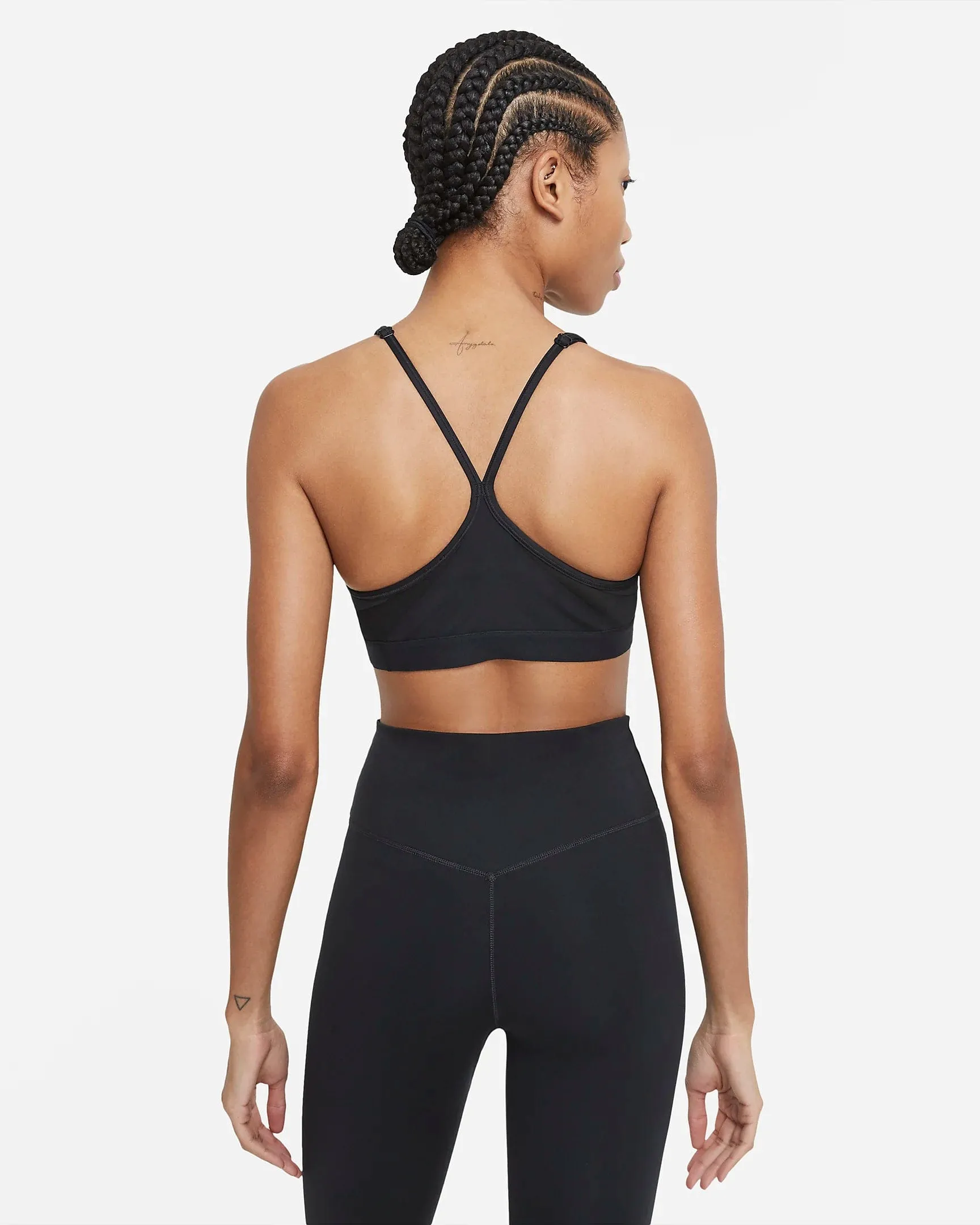 NIKE WOMEN'S DRI-FIT INDY LIGHT-SUPPORT PADDED V-NECK BLACK SPORTS BRA sold by INSPORT product image thumbnail 2
