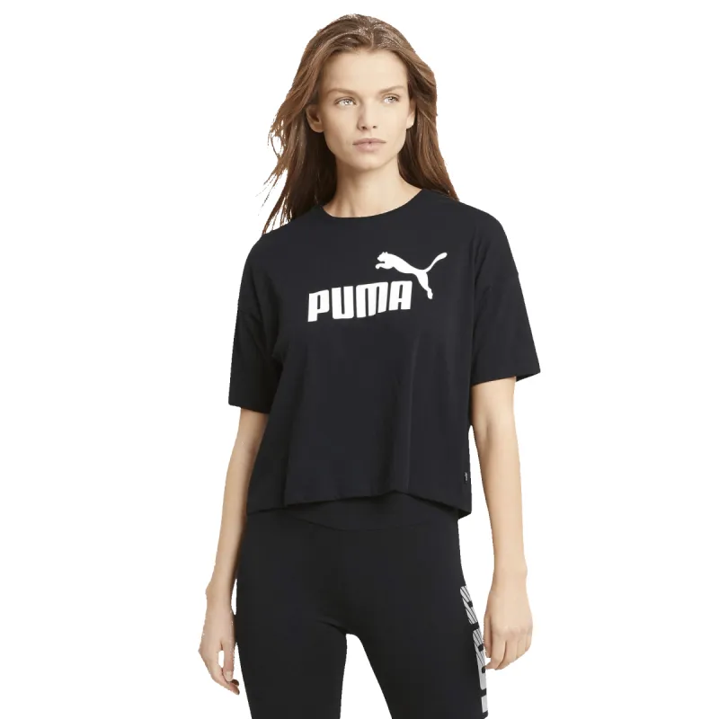 PUMA WOMEN'S ESSENTIAL CROPPED BLACK TEE sold by INSPORT