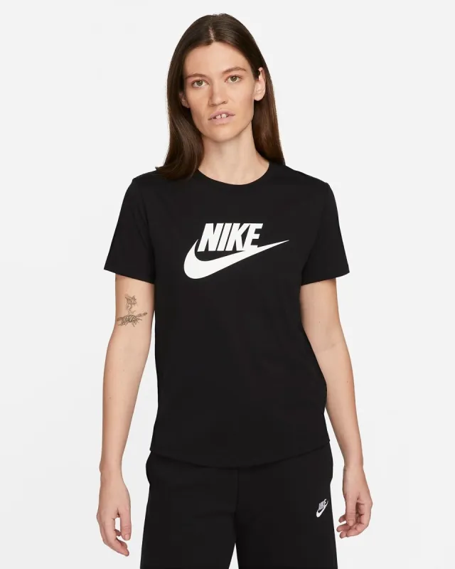 NIKE WOMENS SPORTWEAR ESSENTIALS LOGO BLACK TEE sold by INSPORT
