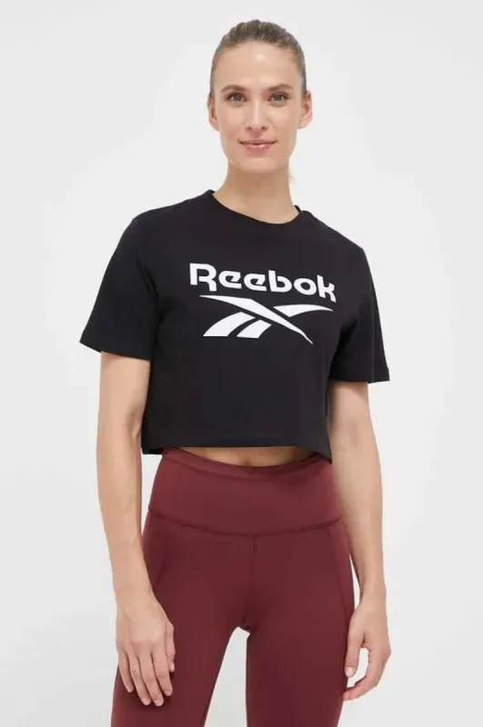 REEBOK WOMEN'S BIG LOGO CROP BLACK TEE sold by INSPORT