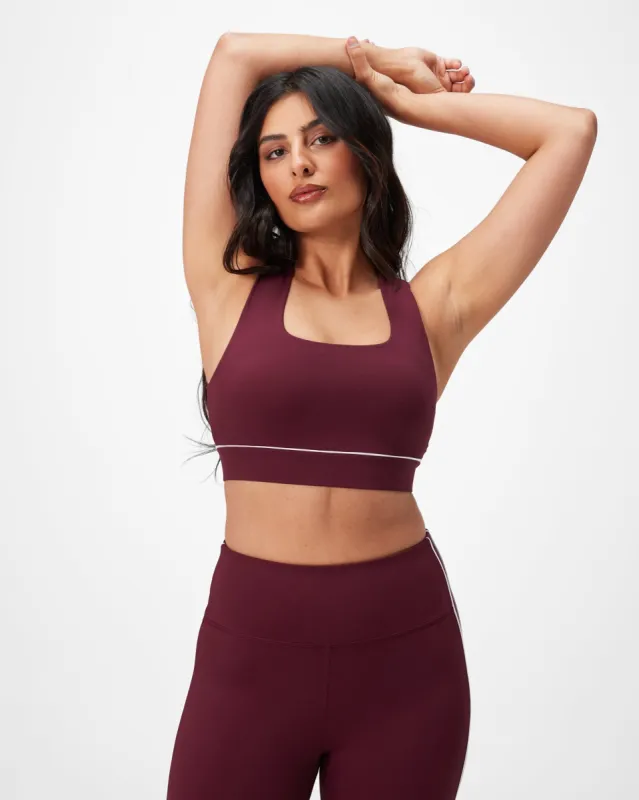 INSPORT WOMENS SWIFT PIPING BRA BURGUNDY sold by INSPORT