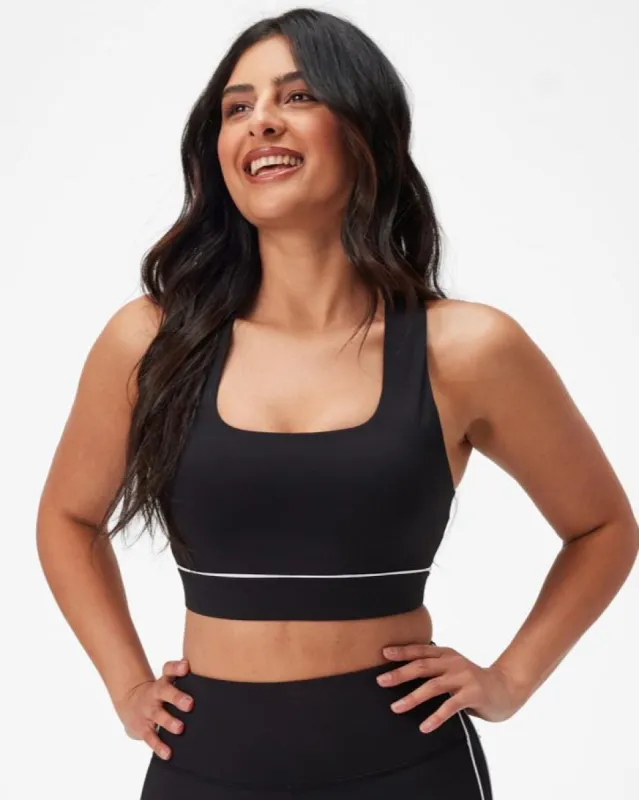 INSPORT WOMENS SWIFT PIPING BRA BLACK made by INSPORT