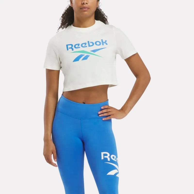 Reebok Women's Identity Big Logo Crop Chalk White Tee sold by INSPORT