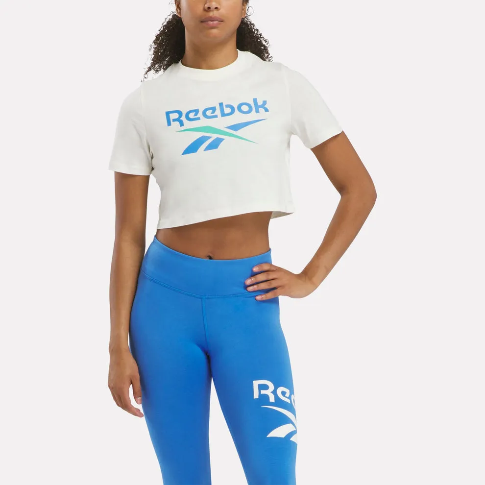 Reebok Women's Identity Big Logo Crop Chalk White Tee sold by INSPORT