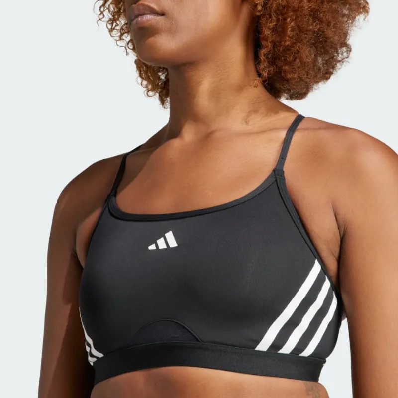 ADIDAS WOMEN'S AEROREACT TRAINING LIGHT 3-STRIPES BLACK BRA sold by INSPORT