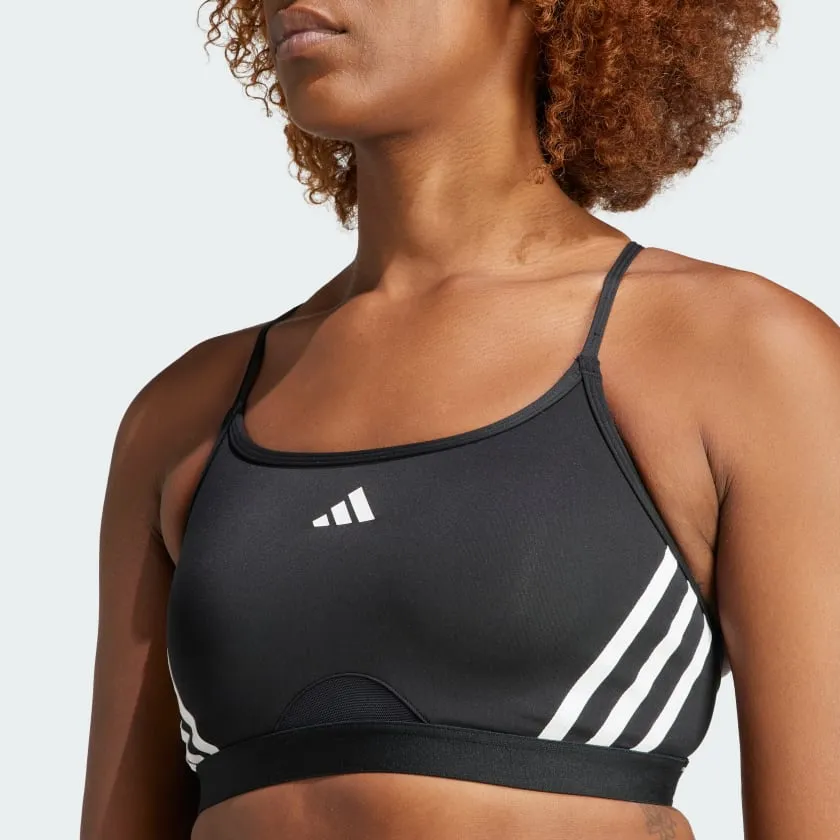 Adidas Women's Aeroreact Training Light 3-Stripes Black Bra sold by INSPORT