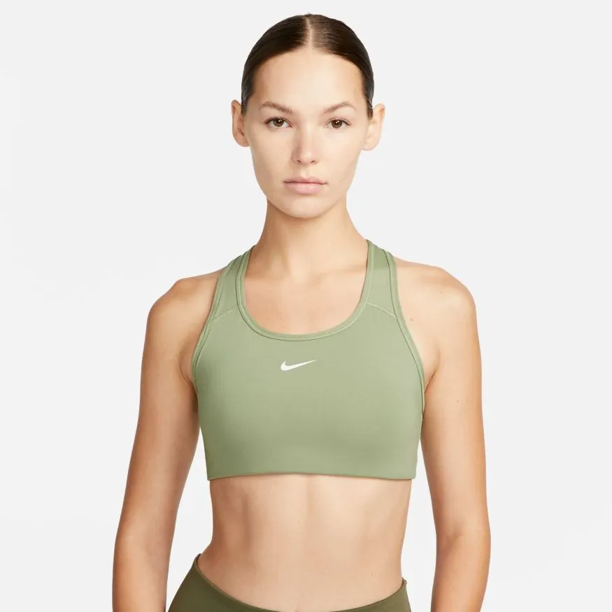 NIKE WOMEN'S SWOOSH MEDIUM-SUPPORT 1-PIECE PAD OLIVE SPORTS BRA sold by INSPORT