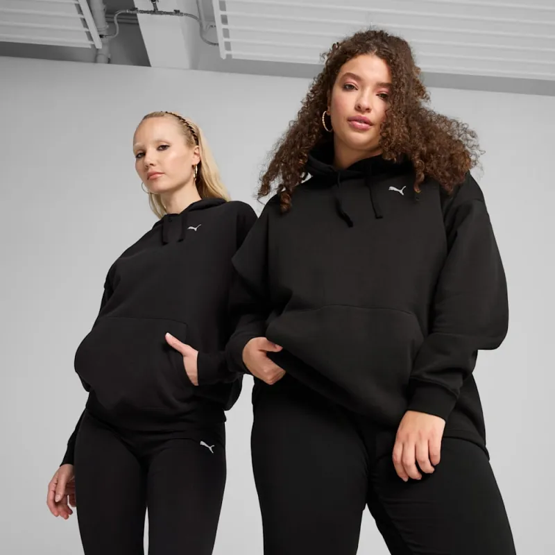 PUMA WOMEN'S ESSENTIALS SMALL LOGO RELAXED FLEECE BLACK HOODIE sold by INSPORT