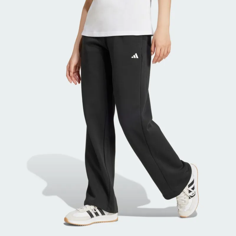 ADIDAS WOMEN'S SMALL LOGO FEELCOZY FLEECE OPEN HEM BLACK TRACKPANT made by Adidas