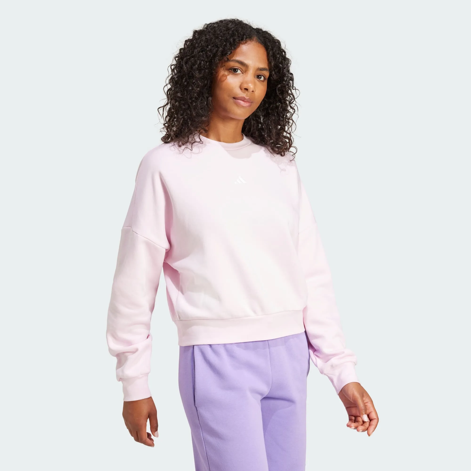 Adidas Women's Small Logo Feelcozy Fleece Crew Pink Sweatshirt sold by INSPORT product image thumbnail 3