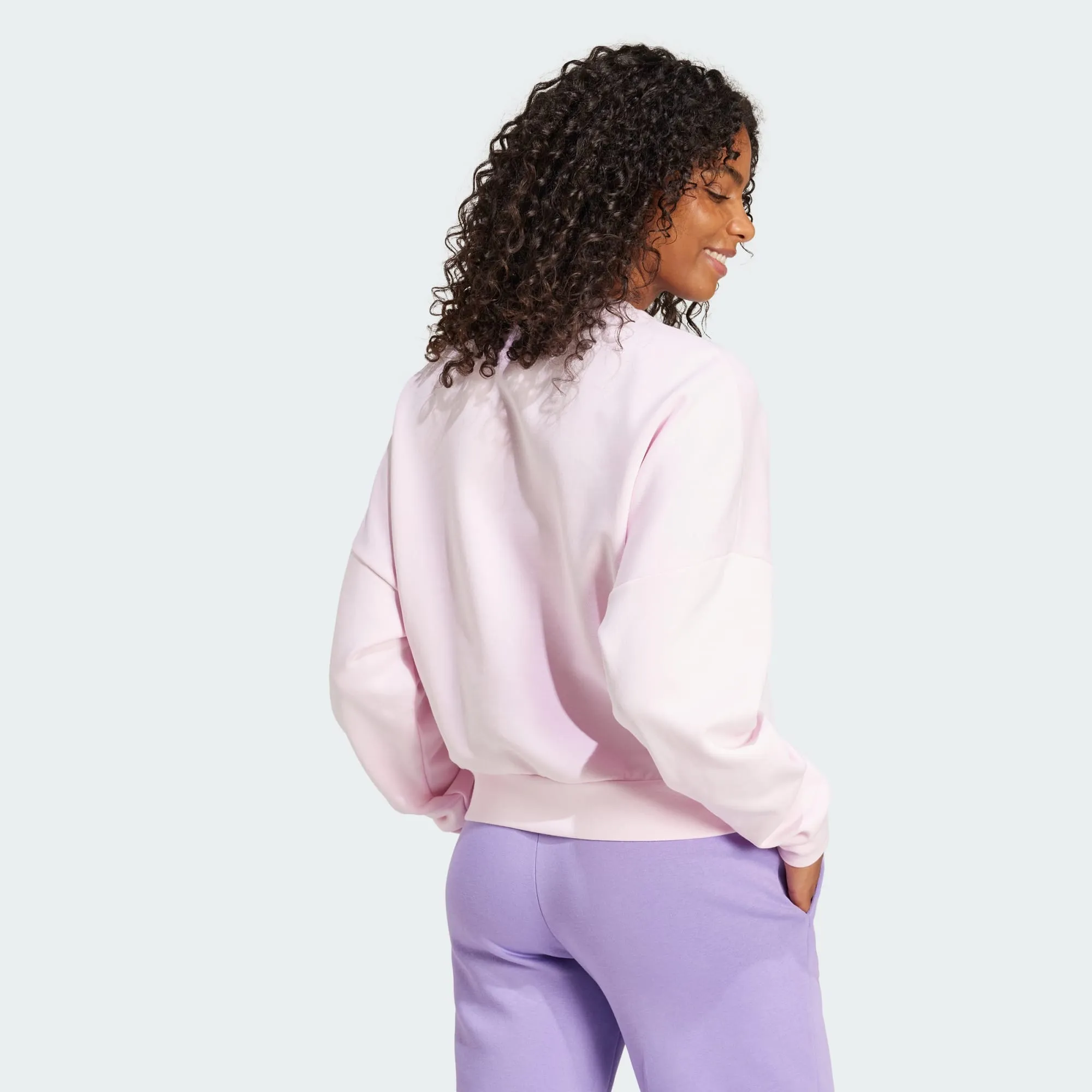 Adidas Women's Small Logo Feelcozy Fleece Crew Pink Sweatshirt sold by INSPORT product image thumbnail 4