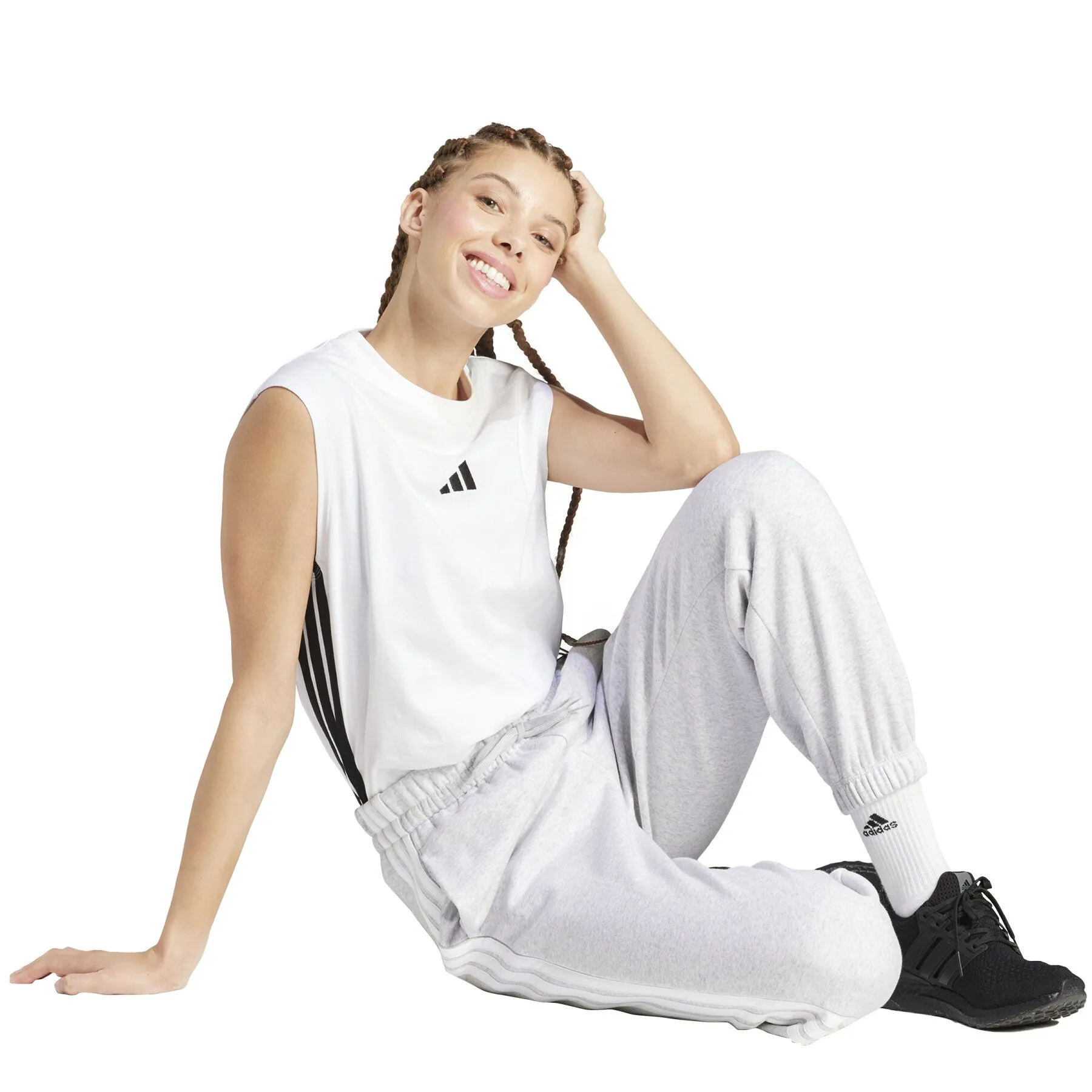 Adidas Women's 3-Stripe Fleece Grey Trackpant sold by INSPORT product image thumbnail 3
