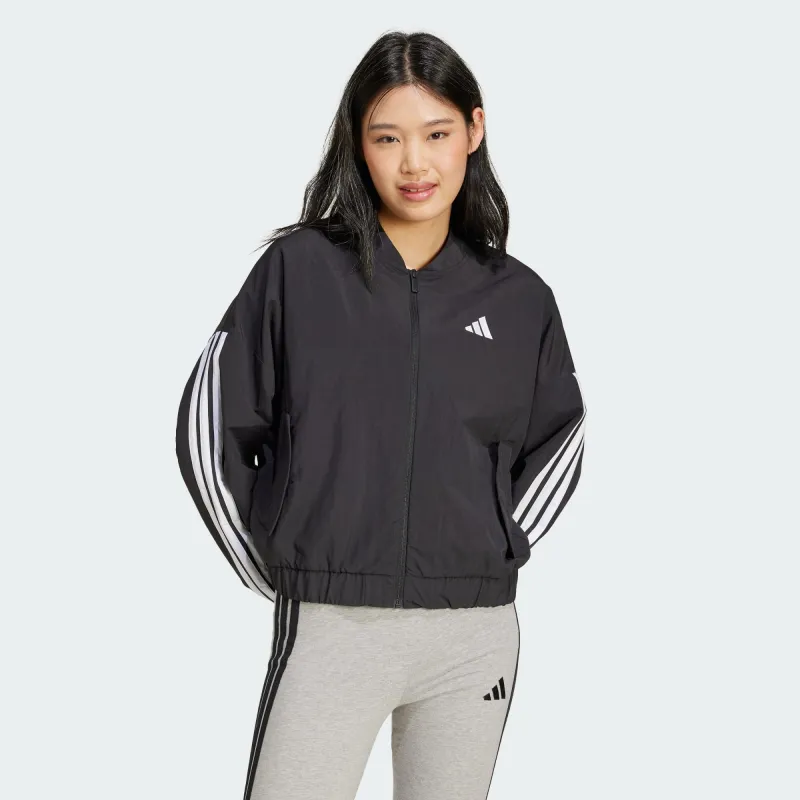 Adidas Women's 3-Stripes Woven Bombers Women Black Jacket made by Adidas