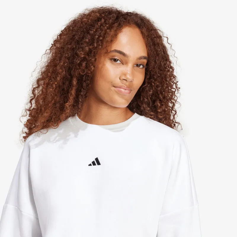 Adidas Women's Small Logo Feelcozy Fleece Crew White Sweatshirt sold by INSPORT product image thumbnail 3