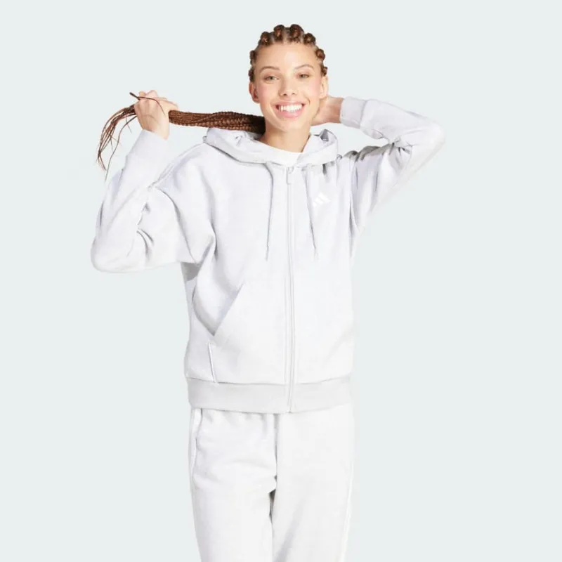 ADIDAS WOMEN'S 3-STRIPES FLEECE FULL ZIP GREY JACKET sold by INSPORT