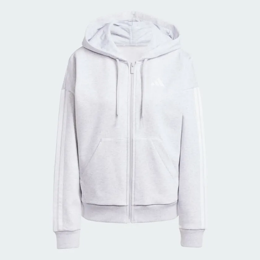 Adidas Women's 3-Stripes Fleece Full Zip Grey Jacket sold by INSPORT product image thumbnail 2