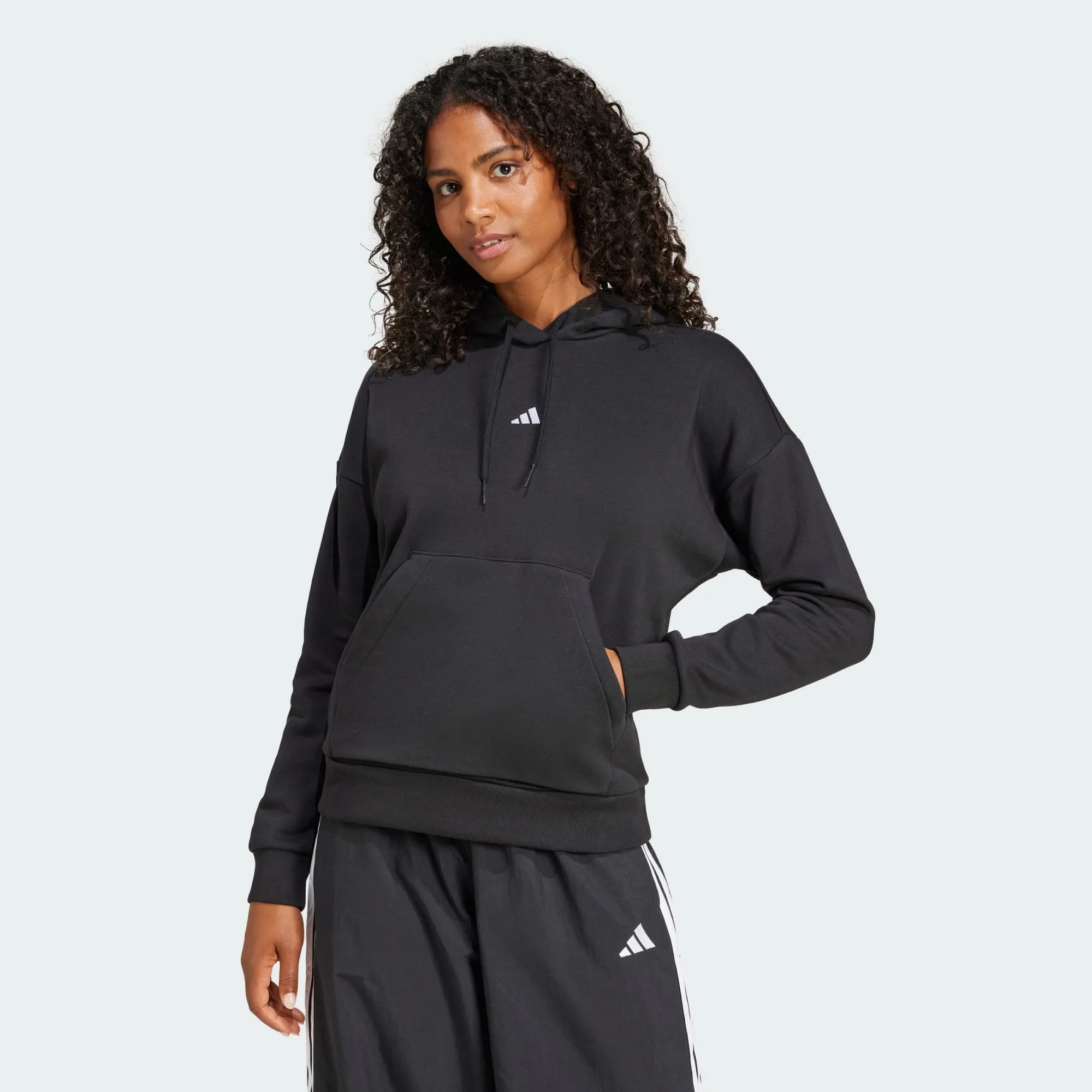 ADIDAS WOMEN'S SMALL LOGO FEELCOZY FLEECE BLACK HOODIE sold by INSPORT