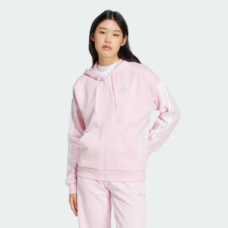 ADIDAS WOMEN'S 3-STRIPES FLEECE FULL-ZIP PINK JACKET sold by INSPORT
