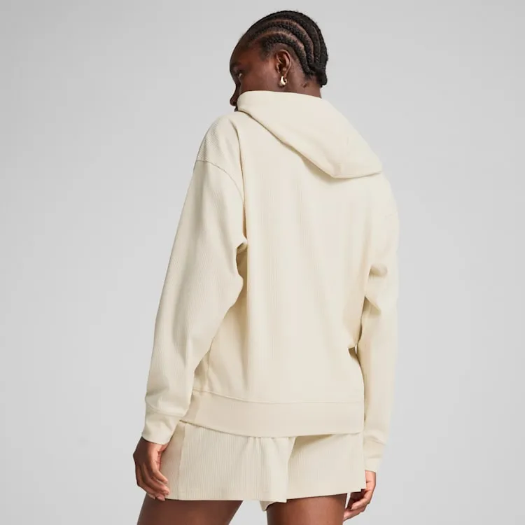 Puma Women's Essentials Elevated Ribbed Cream Hoodie sold by INSPORT product image thumbnail 5