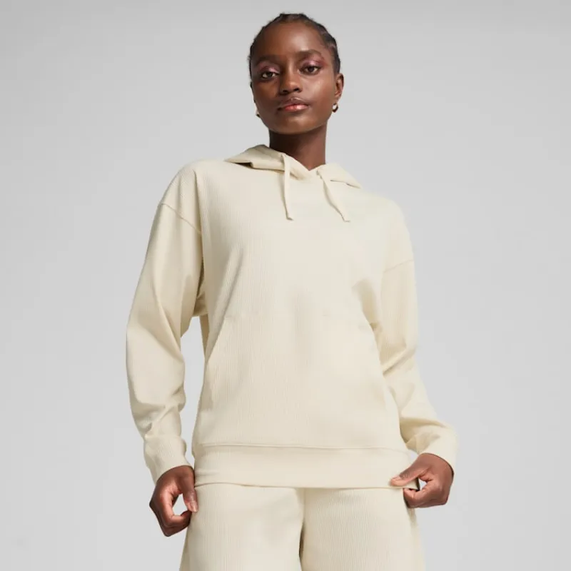 Puma Women's Essentials Elevated Ribbed Cream Hoodie sold by INSPORT