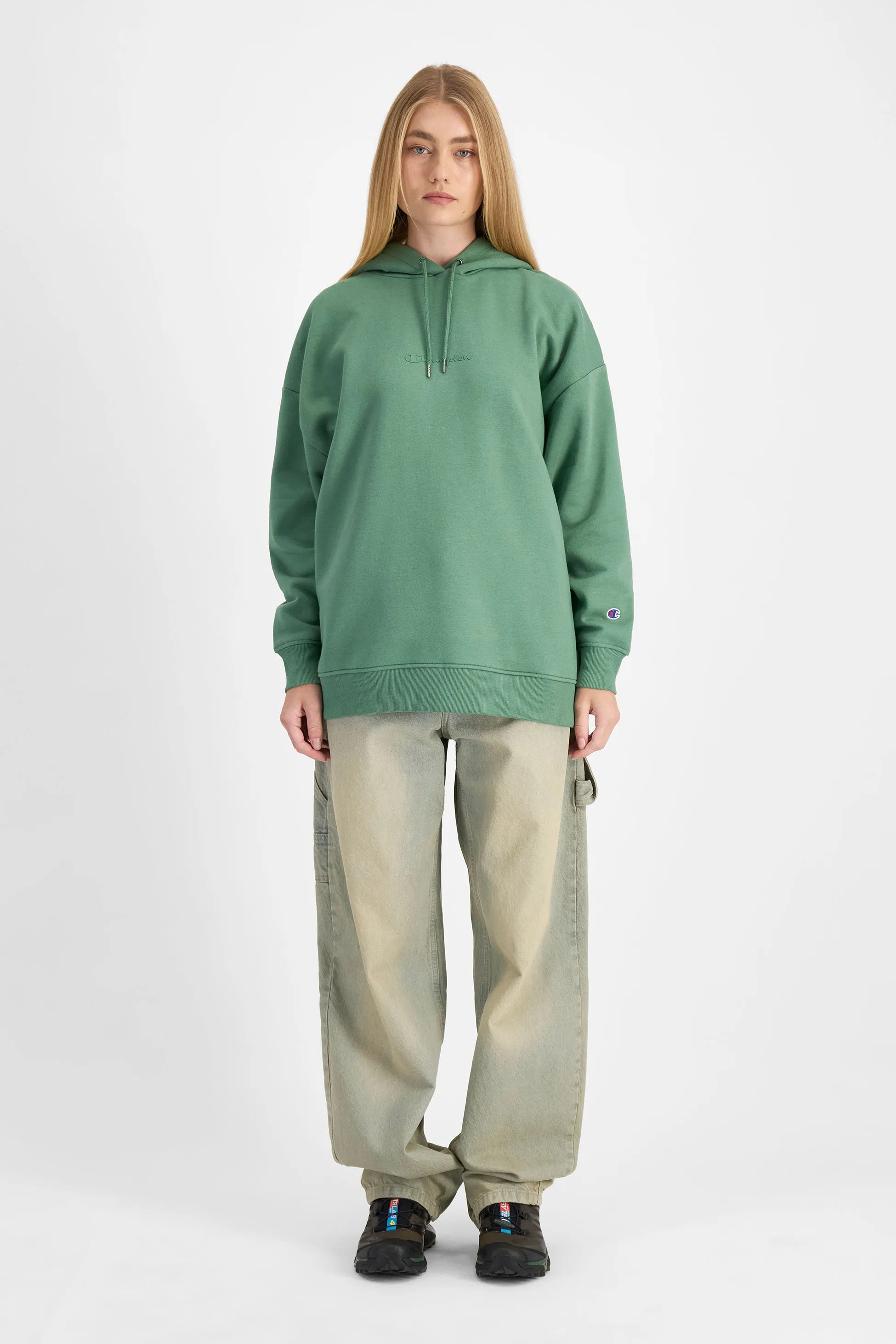 CHAMPION WOMEN'S SCRIPT TONAL OVERSIZED GREEN HOODIE sold by INSPORT product image thumbnail 4