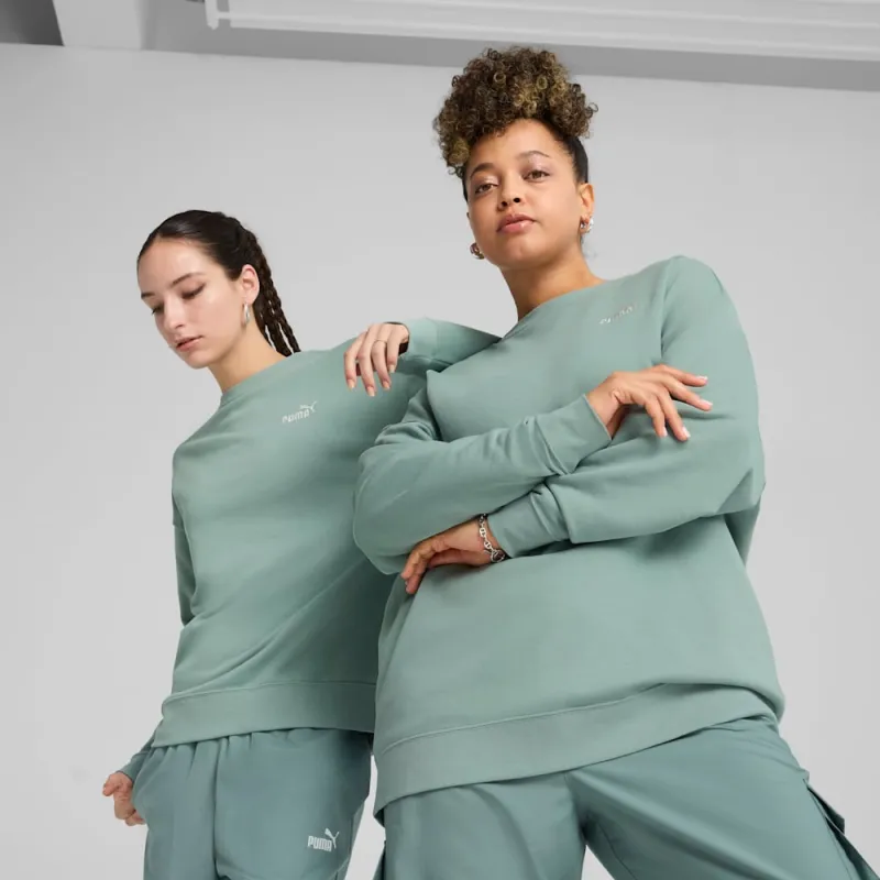 PUMA WOMEN'S RELAXED ESSENTIALS NO. 1 FLEECE GREEN SWEATSHIRT made by Puma