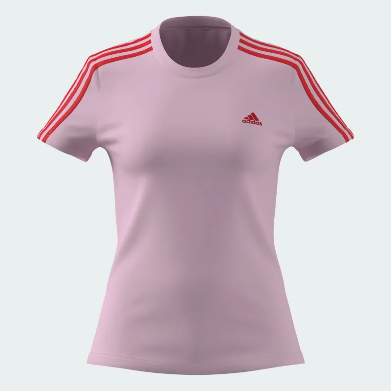 Adidas Women's Slim 3-Stripes Pink Tee made by Adidas
