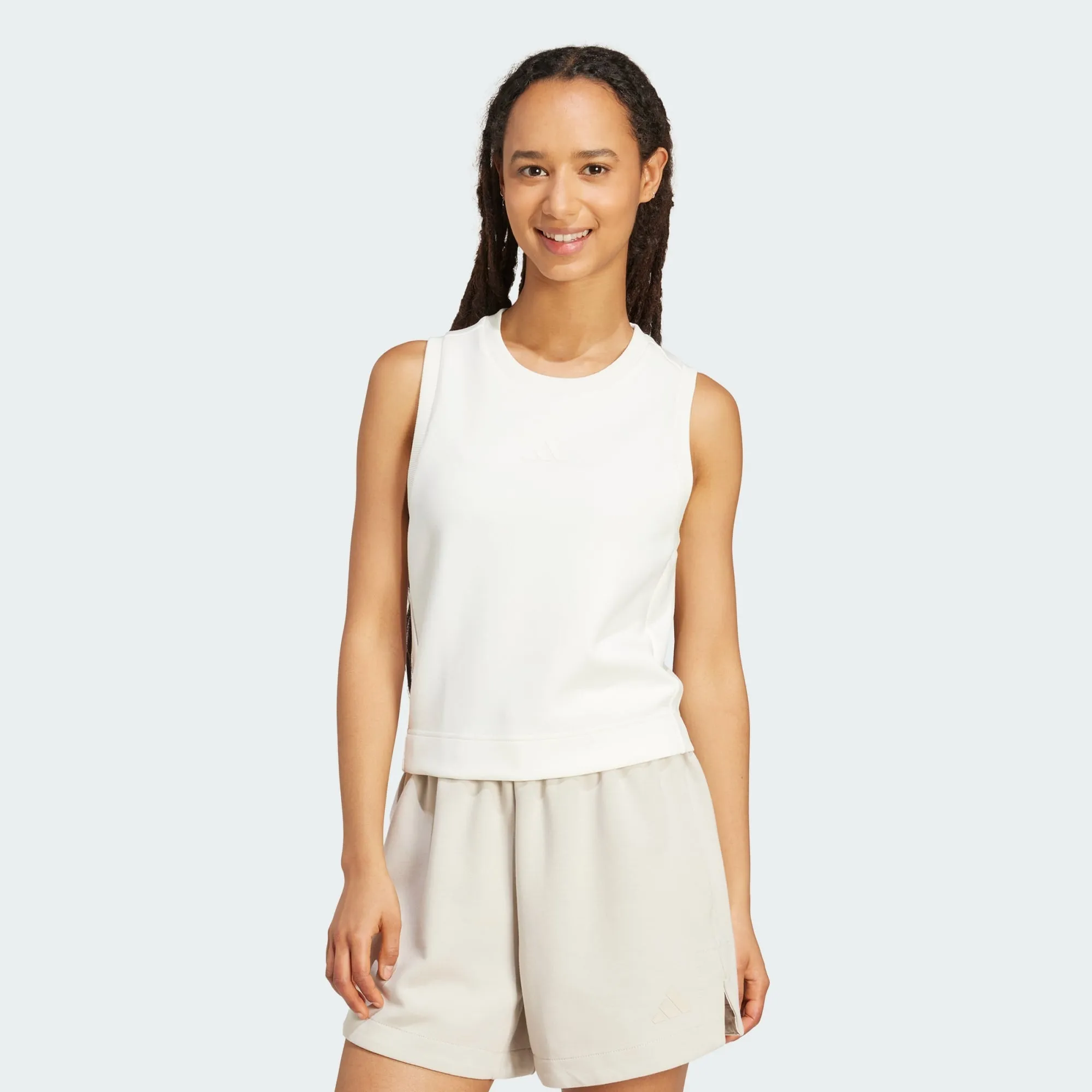 Adidas Women's Soft Lux All Szn White Tank sold by INSPORT