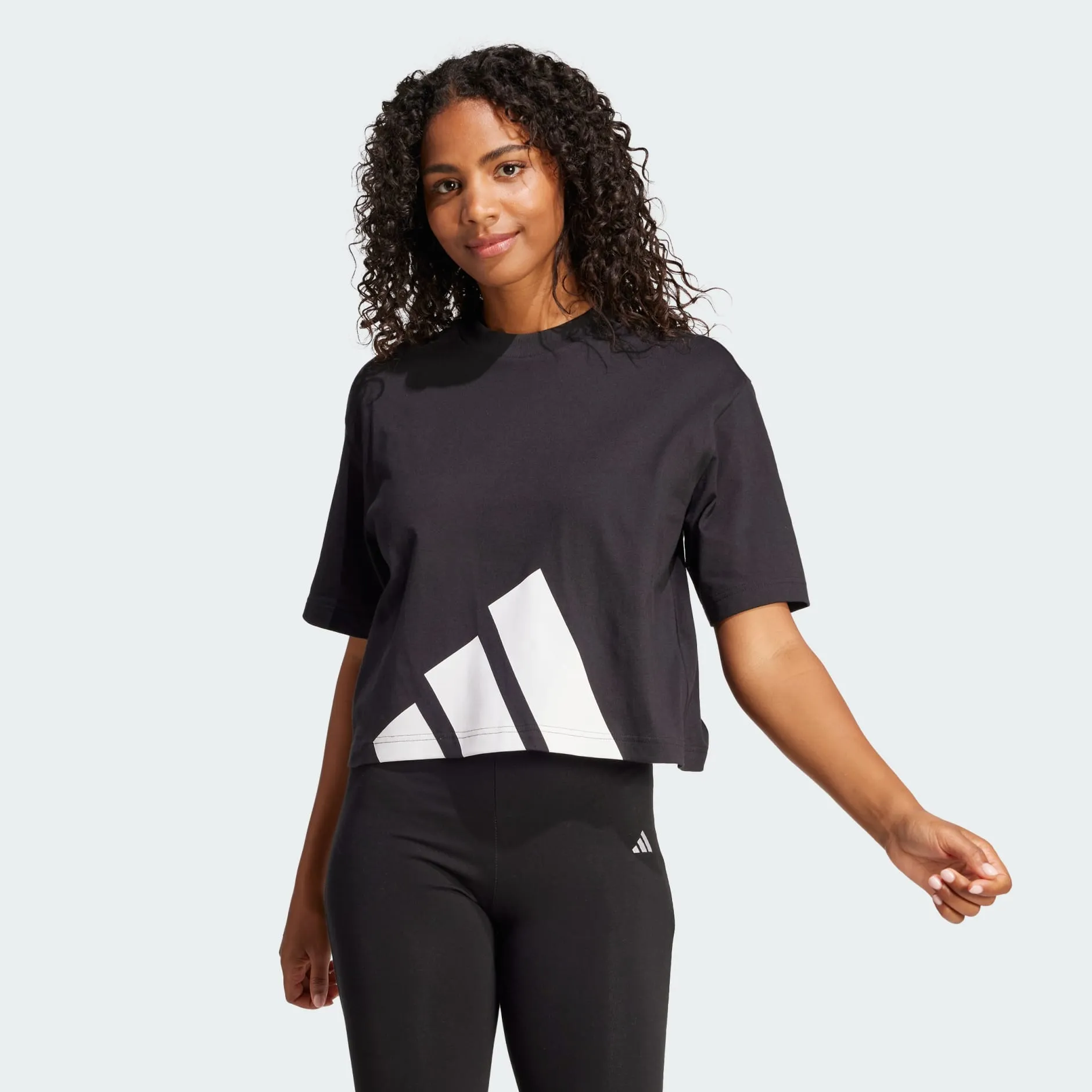 Adidas Women's Big Logo Crop Black Tee sold by INSPORT