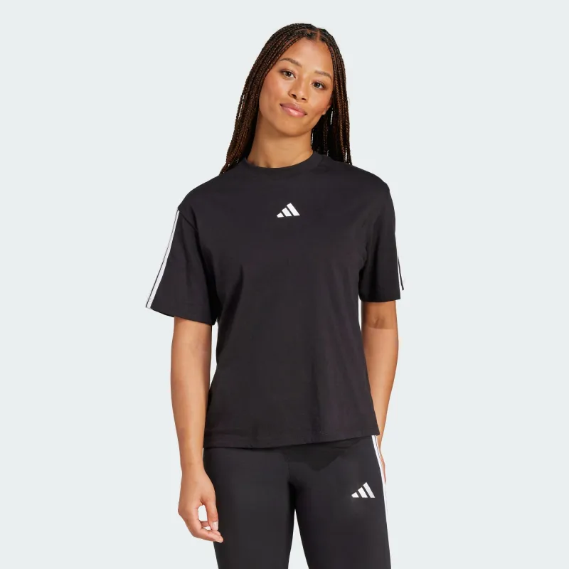 Adidas Women's 3-Stripes Boyfriend Black Tee sold by INSPORT