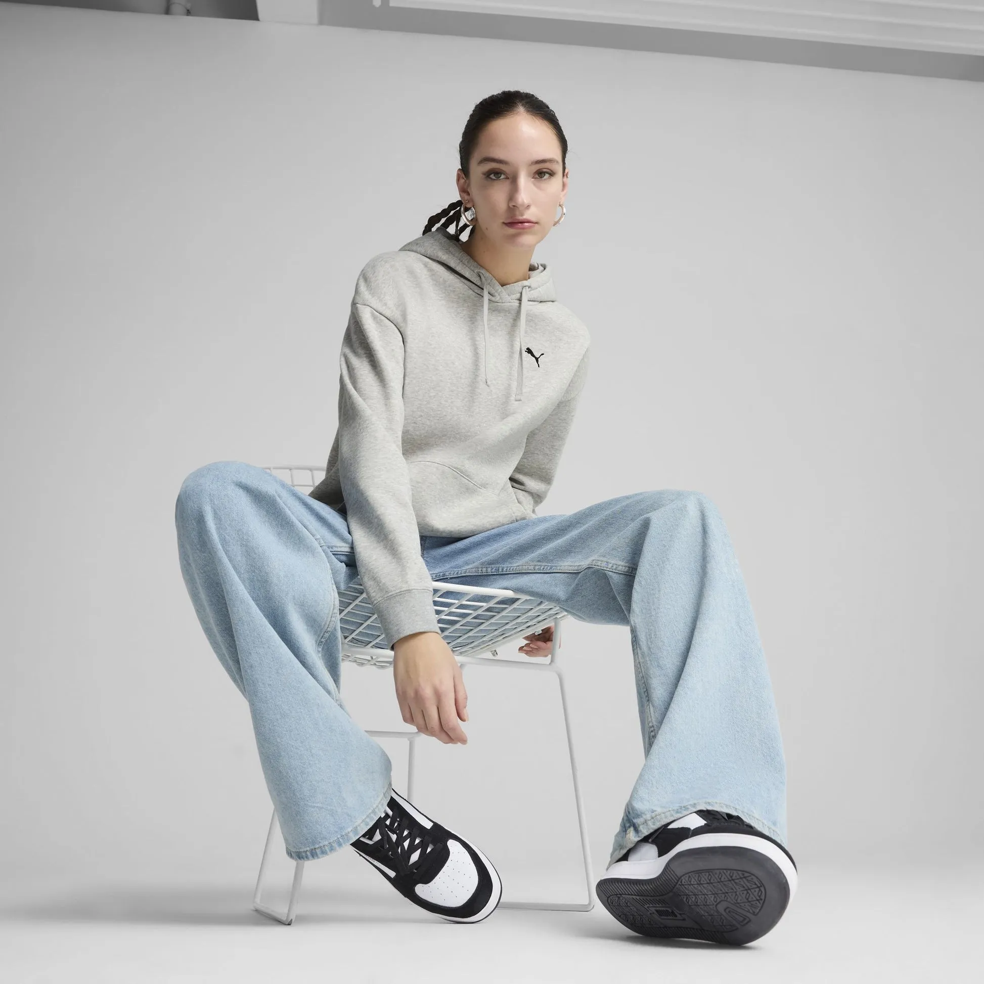 PUMA WOMEN'S ESSENTIALS RELAXED GREY HOOD sold by INSPORT product image thumbnail 3