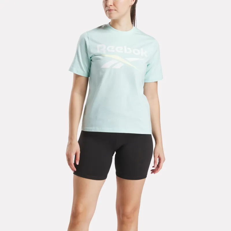 Reebok Women's Two-Colour Logo Crew Aqua Tee sold by INSPORT