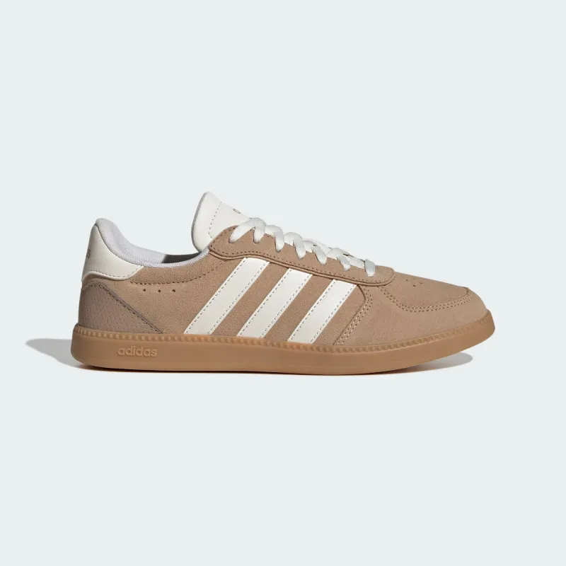 ADIDAS WOMEN'S BREAKNET SLEEK SANDSTONE/WHITE SNEAKER SHOES made by Adidas