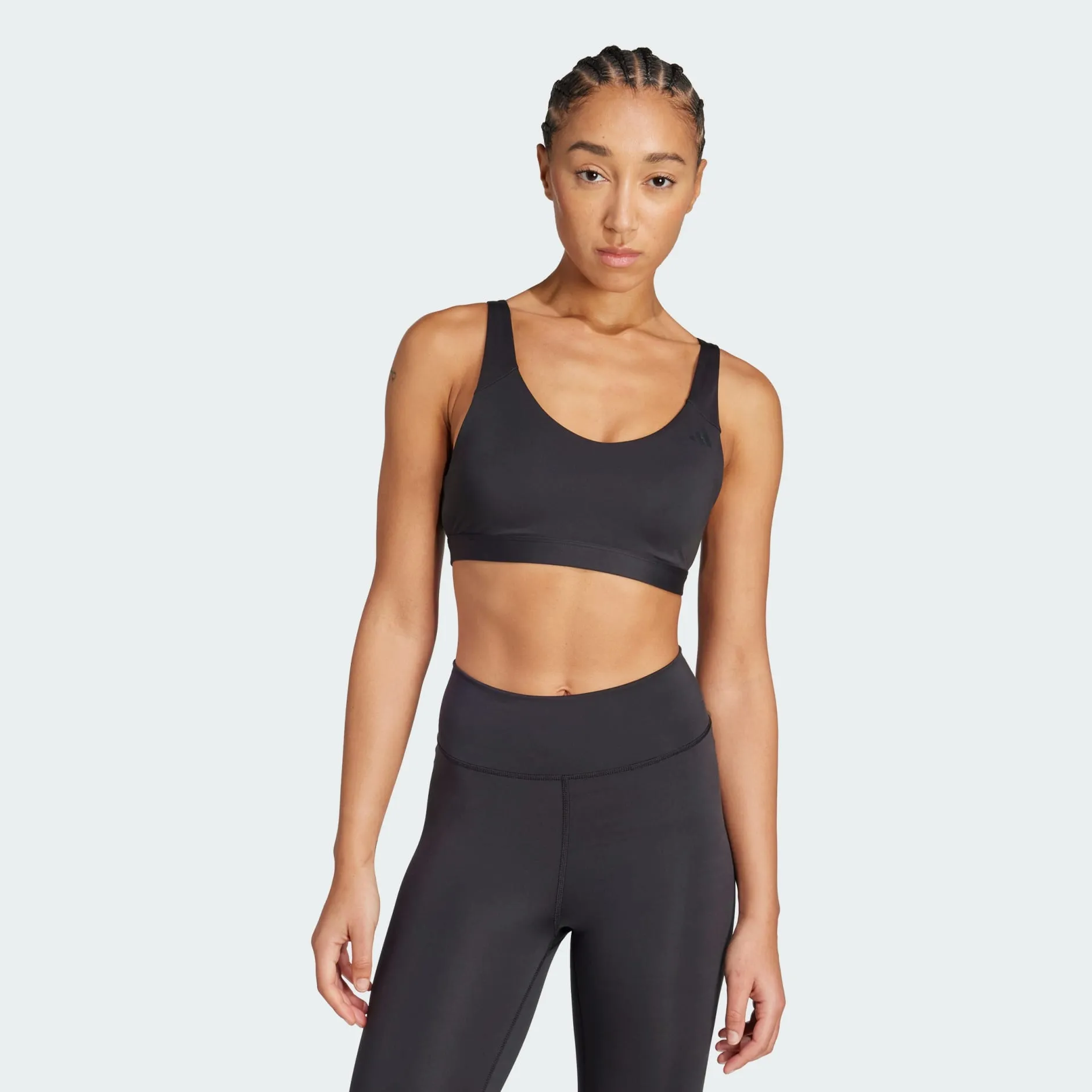 ADIDAS WOMEN'S ALL ME ESSENTIALS MEDIUM SUPPORT BLACK BRA sold by INSPORT