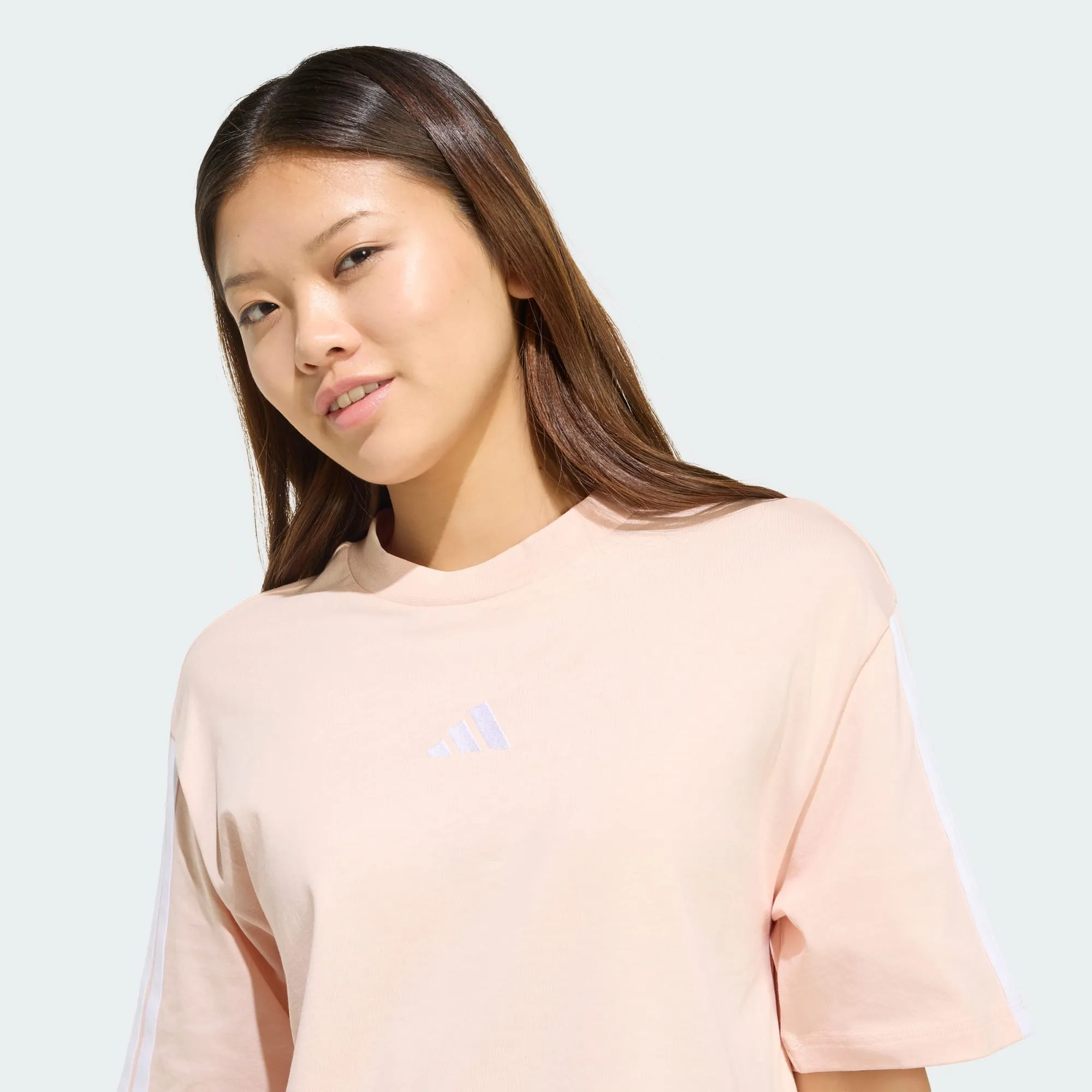Adidas Women's 3-Stripes Boyfriend Pink Tee sold by INSPORT product image thumbnail 5