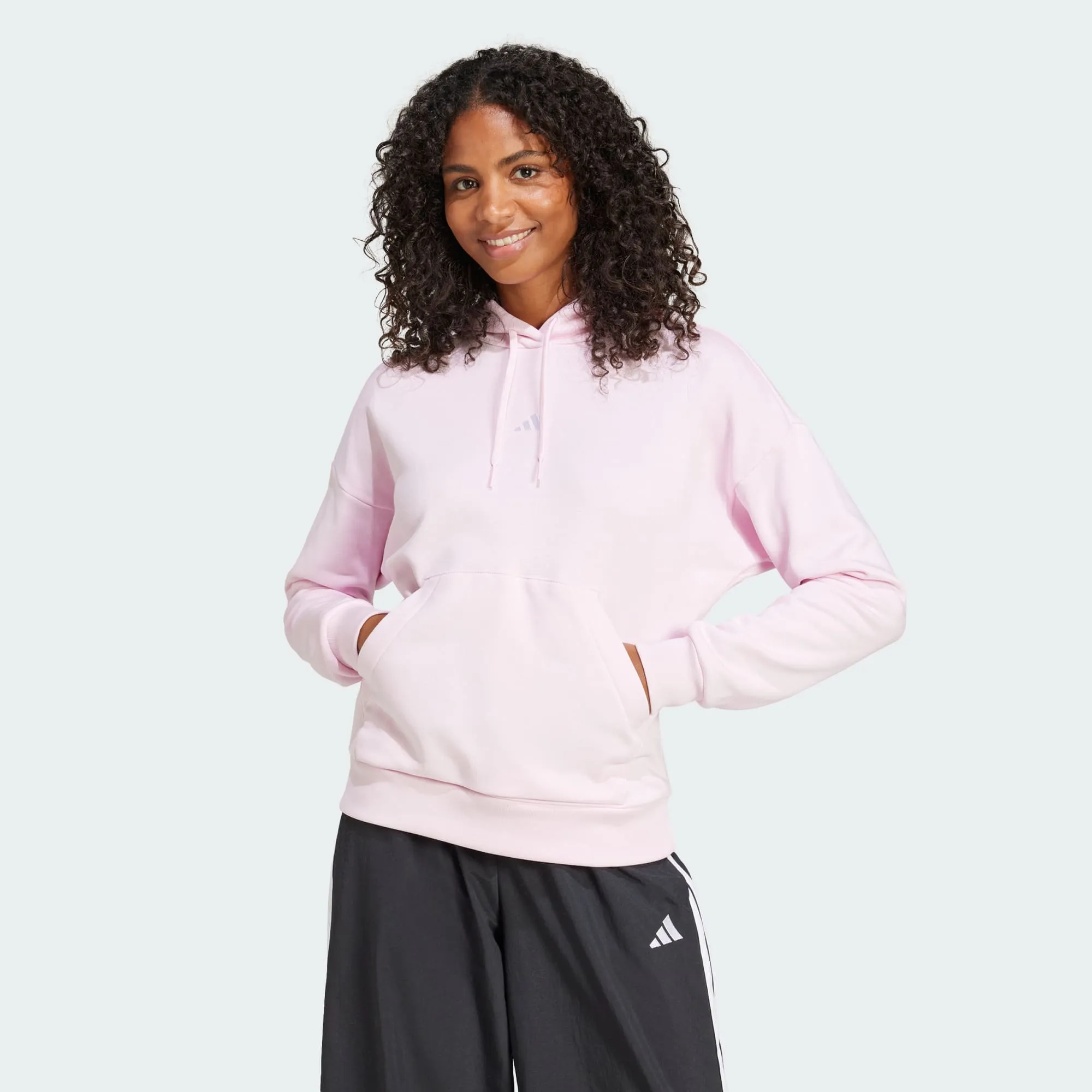Adidas Women's Essentials Small Logo Feel Cozy Pink Hoodie sold by INSPORT