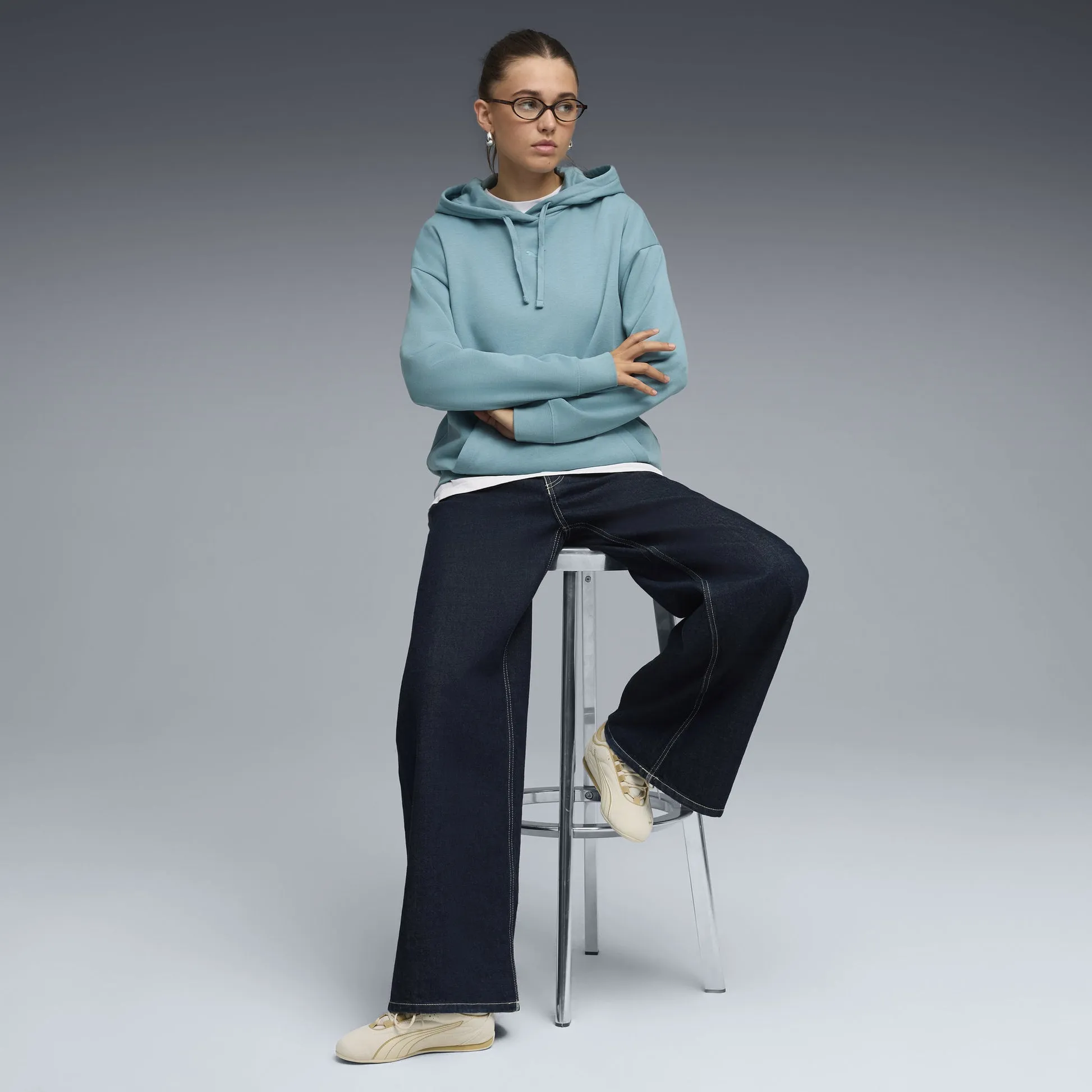 Puma Women's Essentials Fleece Sea Blue Hoodie sold by INSPORT product image thumbnail 4