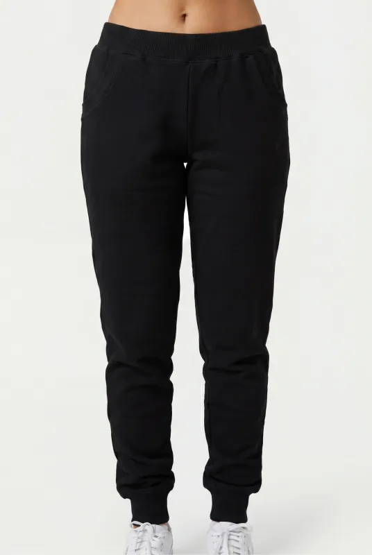 Asics Women's Fleece Cuff Black Trackpants made by Asics