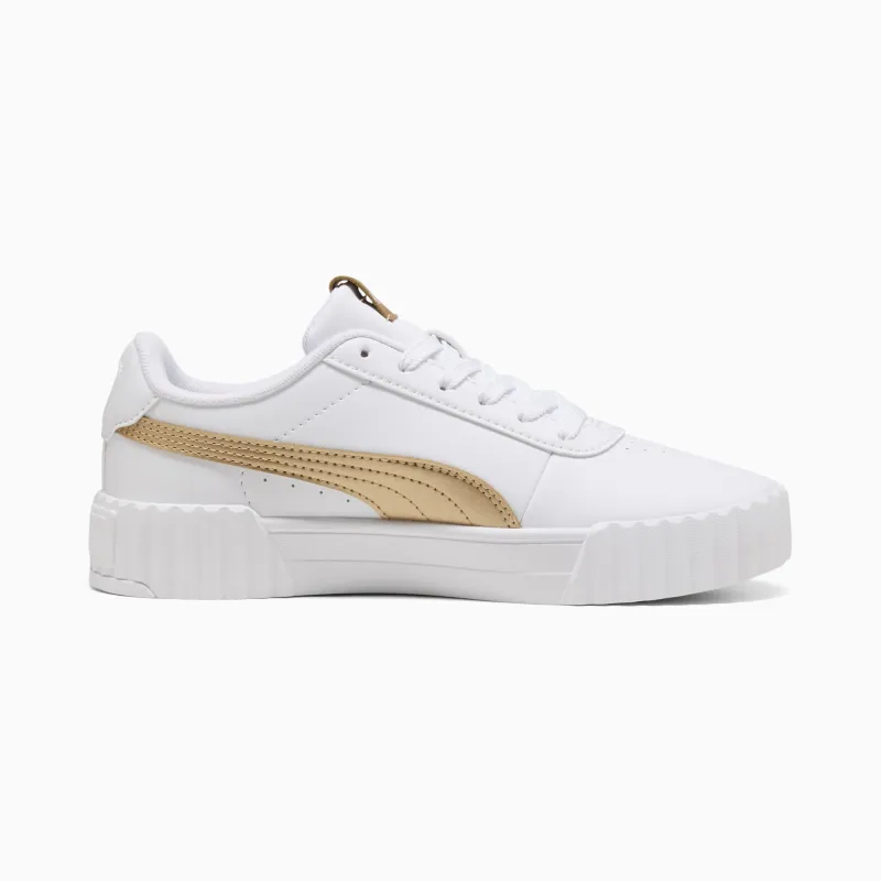 PUMA WOMEN'S CARINA 3.0 METALLIC GLAM WHITE/GOLD SNEAKER SHOES made by Puma