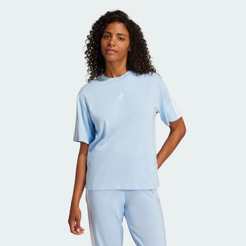 ADIDAS WOMEN'S ESSENTIALS 3-STRIPES BOYFRIEND BLUE TEE made by Adidas