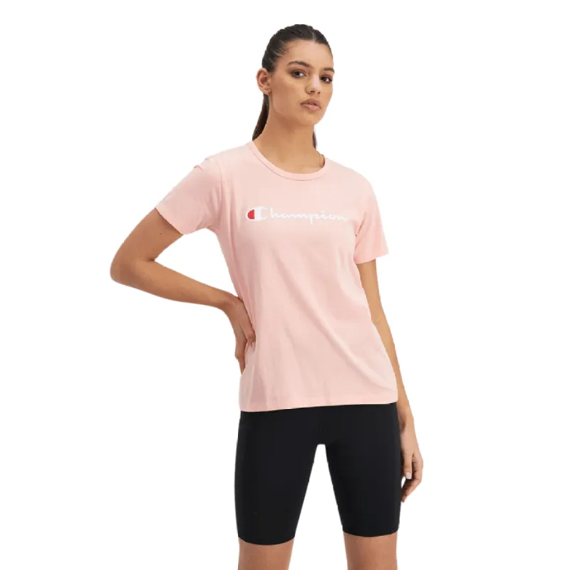 CHAMPION WOMEN'S SCRIPT SHORT SLEEVE PEACH TEE sold by INSPORT