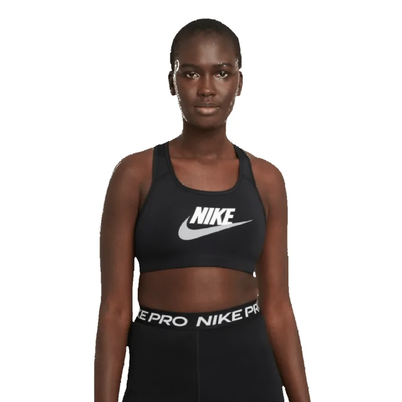 NIKE WOMEN'S DRI-FIT SWOOSH MEDIUM-SUPPORT GRAPHIC BLACK SPORTS BRA sold by INSPORT
