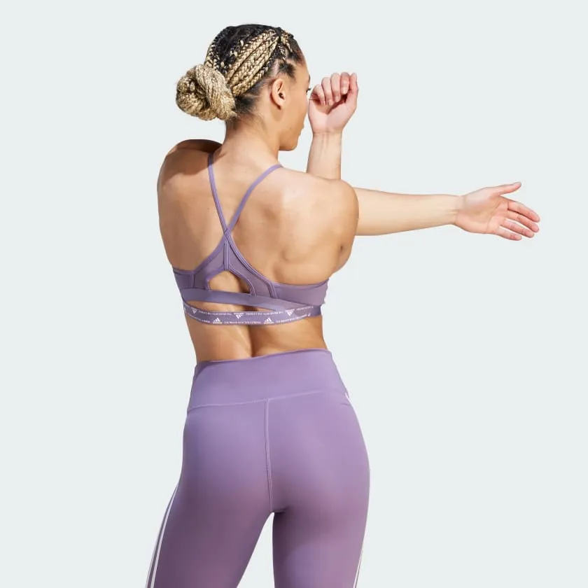 ADIDAS WOMEN'S AEROREACT 3-STRIPES PURPLE BRA sold by INSPORT product image thumbnail 2