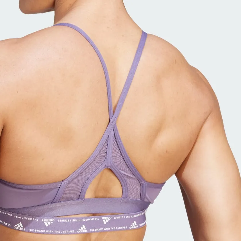 ADIDAS WOMEN'S AEROREACT 3-STRIPES PURPLE BRA sold by INSPORT product image thumbnail 3