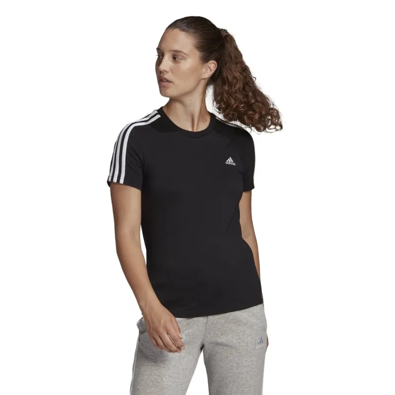 ADIDAS WOMEN'S LOUNGEWEAR ESSENTIALS SLIM 3-STRIPES BLACK TEE sold by INSPORT