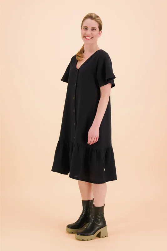 Frill Button Dress Black sold by Ivalo.com