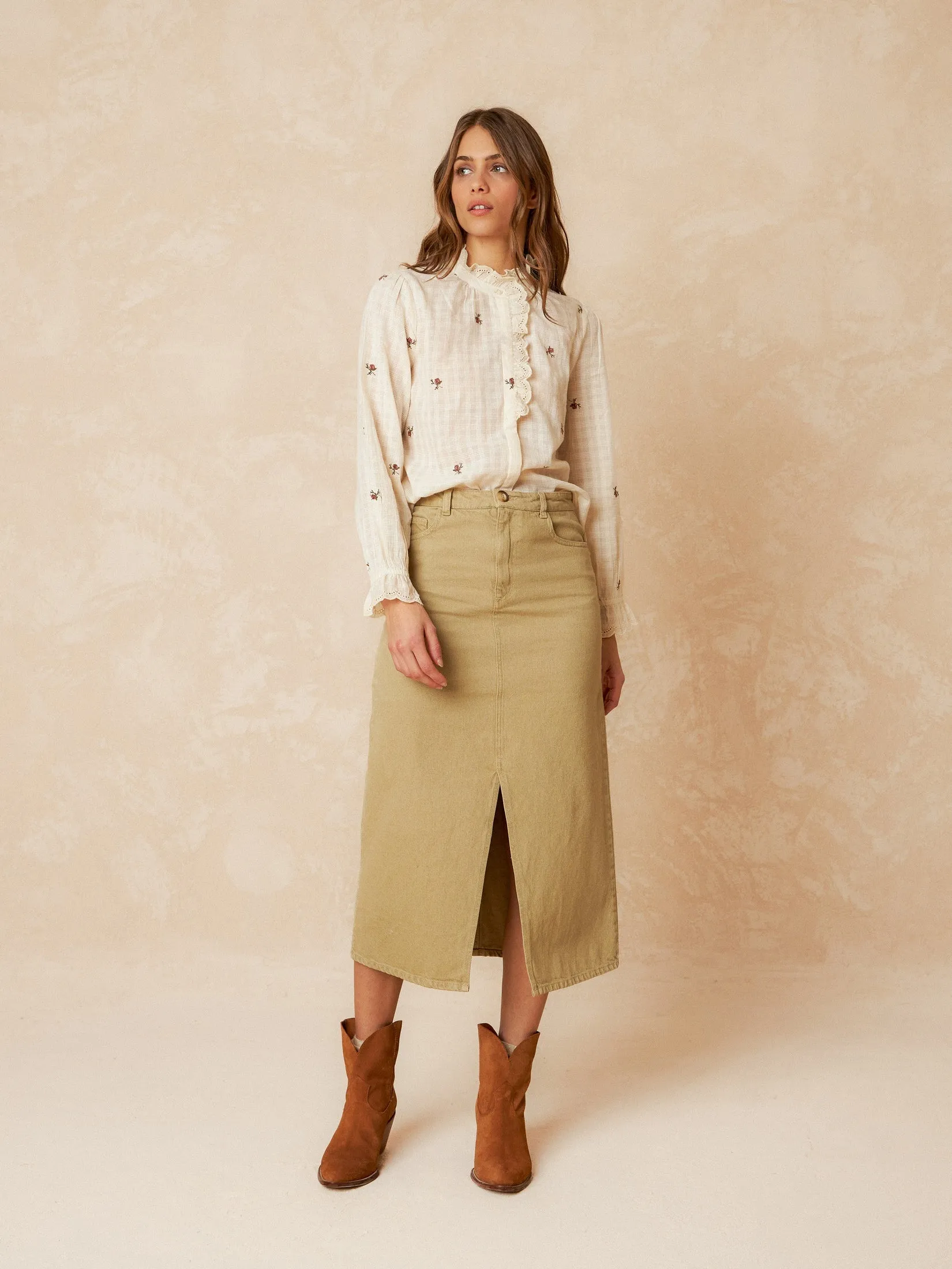 Embroidered Gauze Shirt Yellow sold by Ivalo.com product image thumbnail 2