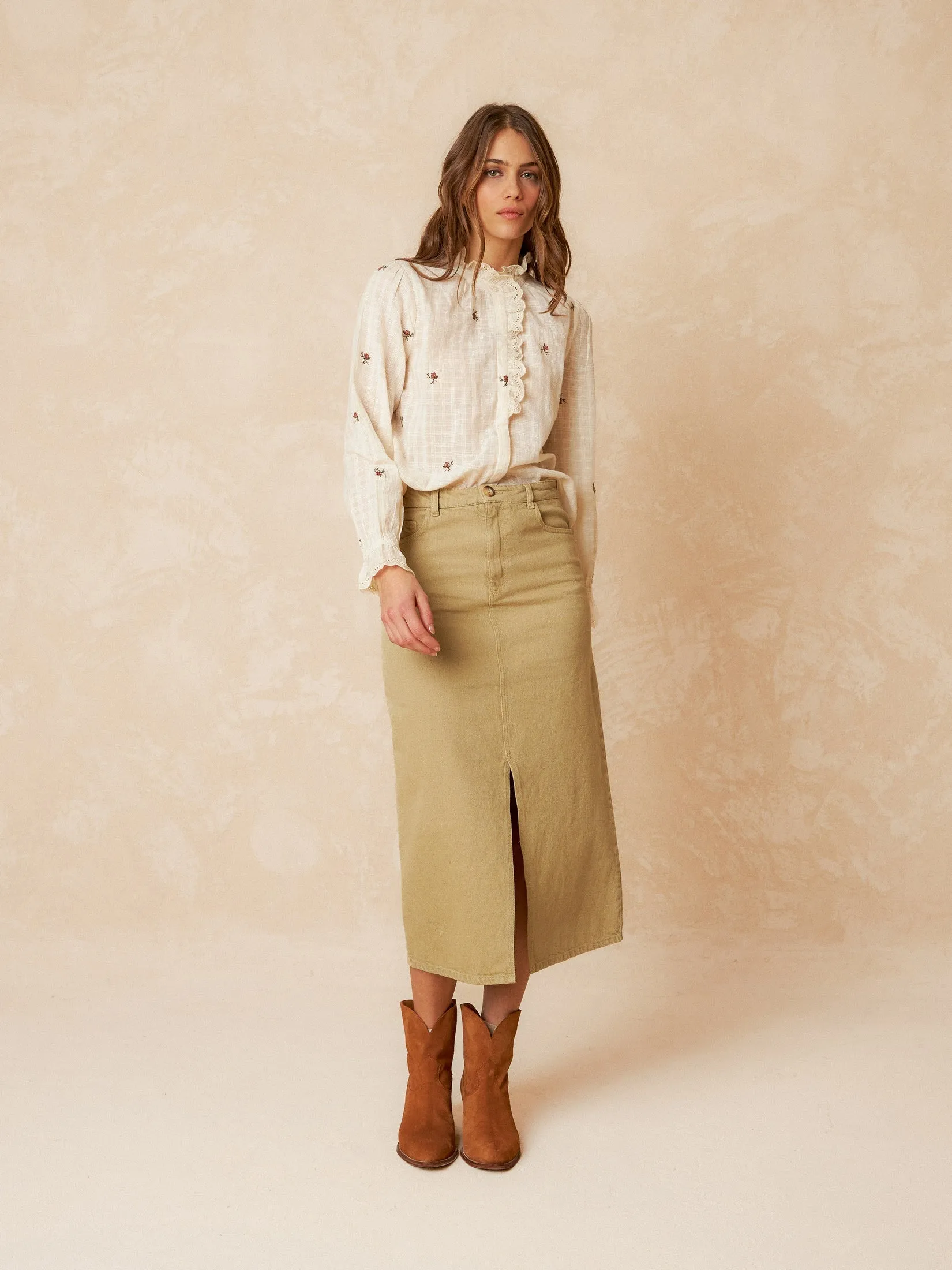 Embroidered Gauze Shirt Yellow sold by Ivalo.com product image thumbnail 4