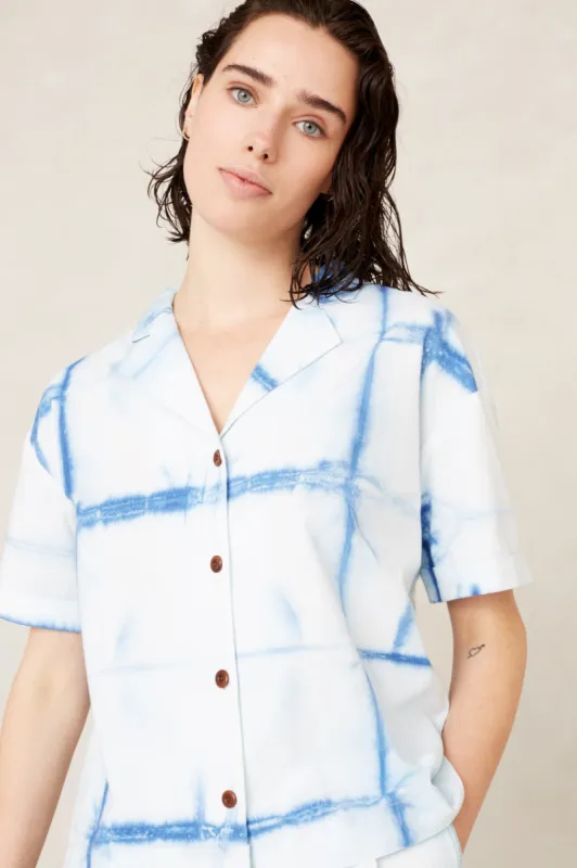 Athalie Short Sleeve Shibori Natural Indigo sold by Ivalo.com