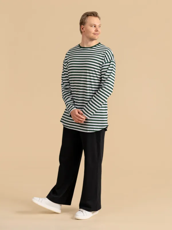 Stripes Long Sleeve Long Top Black/White made by Ivalo.com